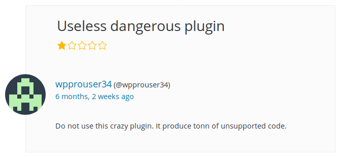 "Useless dangerous plugin" review